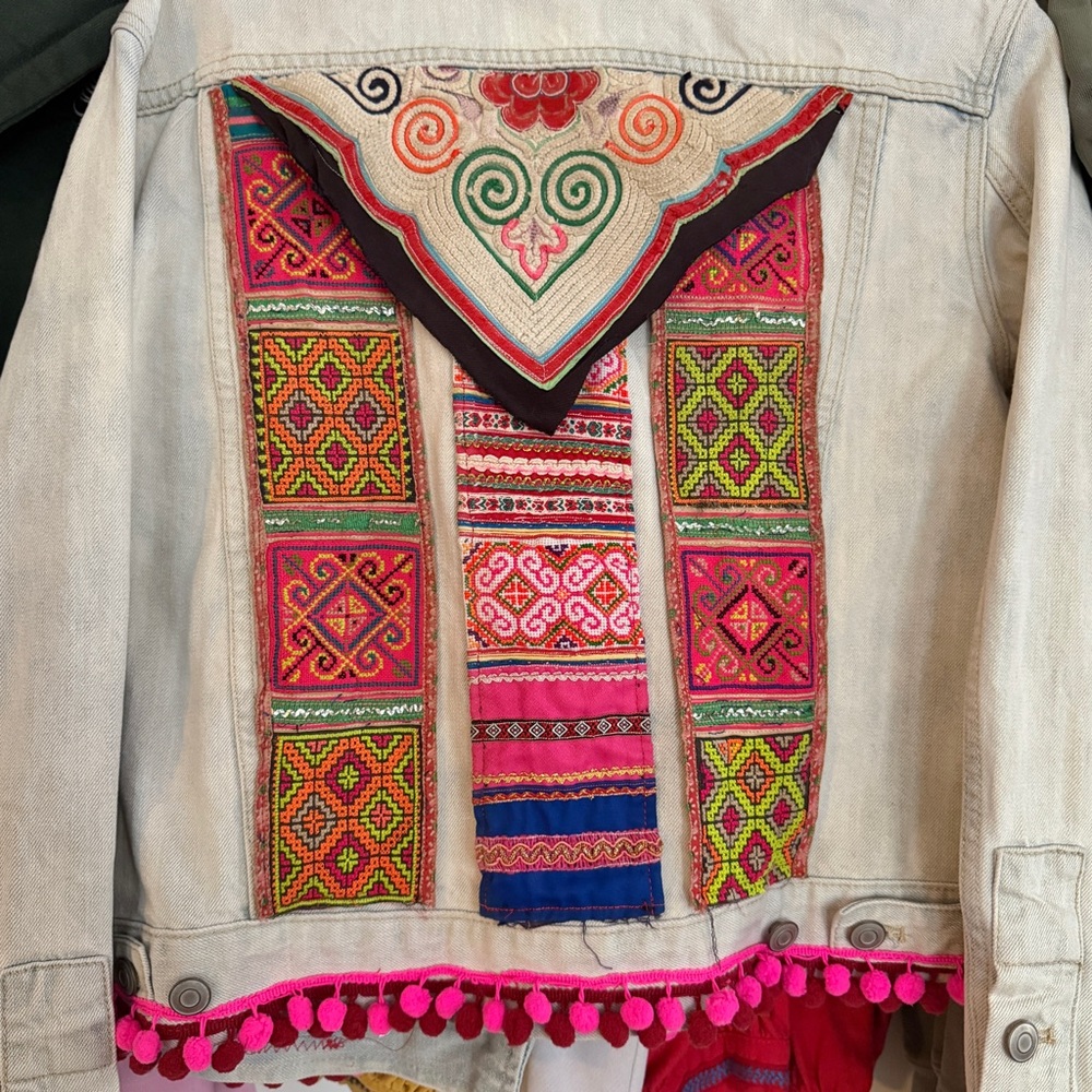 Handmade upcycled vintage kilim / afghan textile free people jacket size small - Picture 2 of 6
